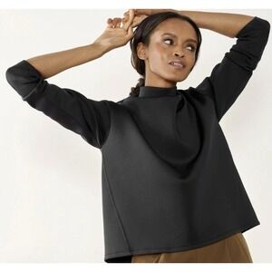 ADAY Like A Boss Mock Neck Pullover Black Recycled Technical Top Large